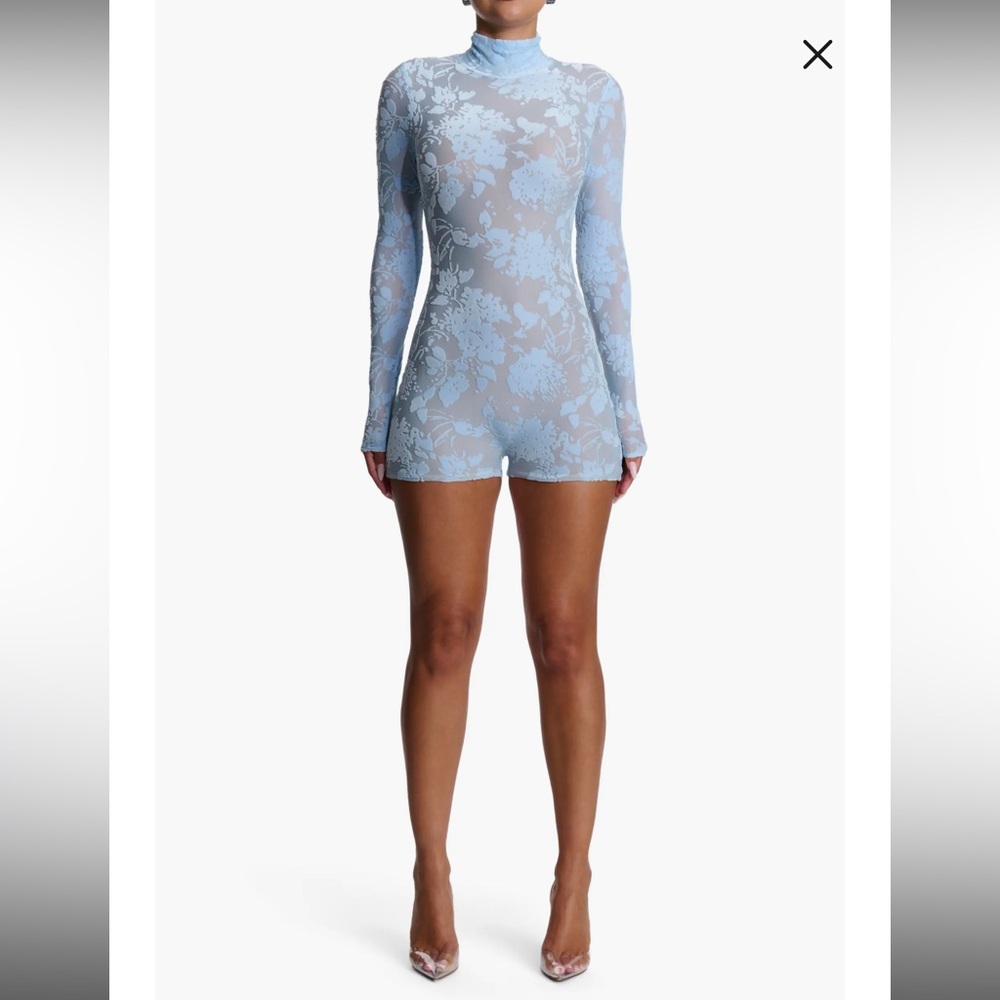 BURNOUT PRINT TURTLENECK ROMPER